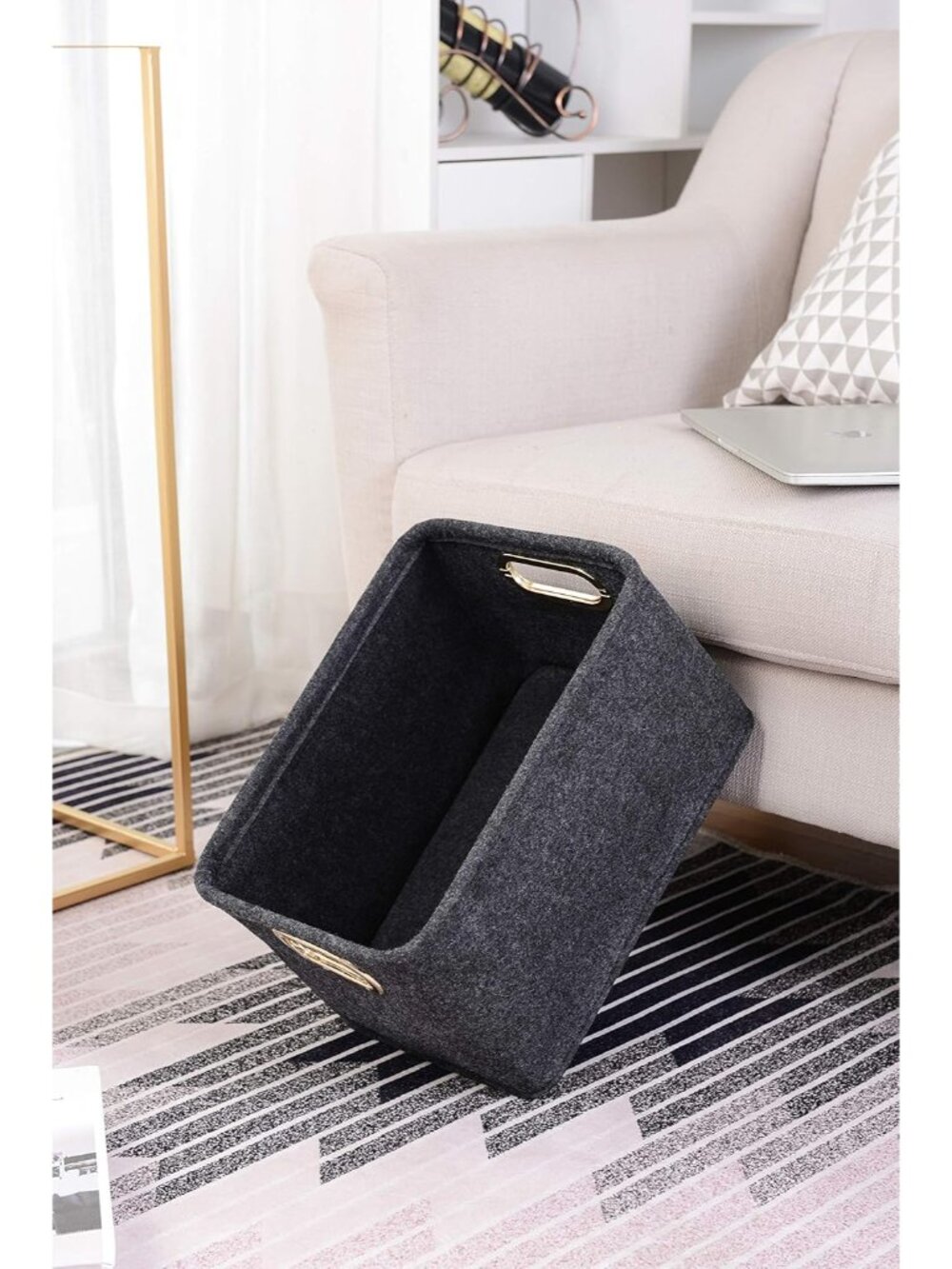 Collapsible Storage Bins Foldable Felt Fabric Storage Basket Organizer Boxes Con - Picture 5 of 8